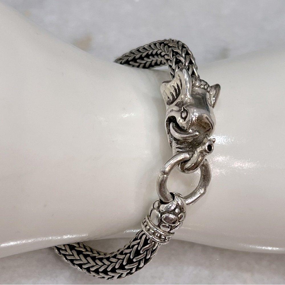 Sterling Silver Woven Link Elephant Bracelet - Picture 10 of 13